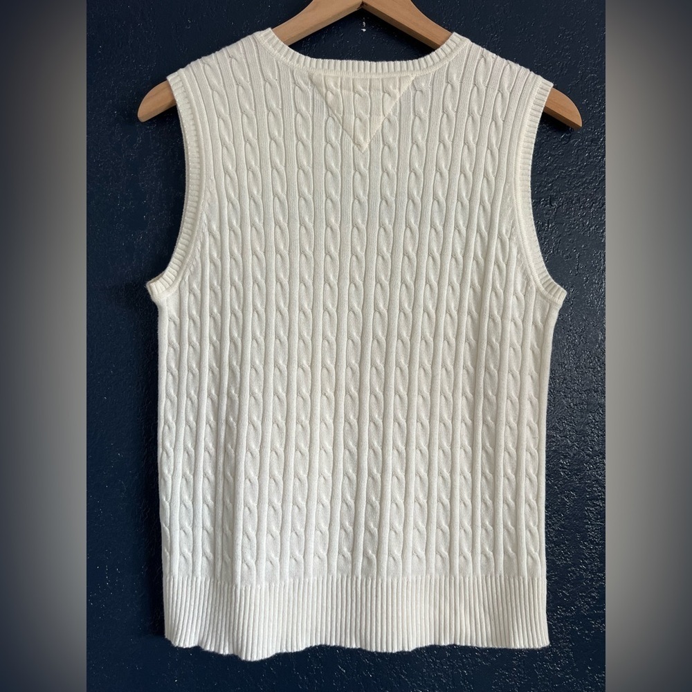 Vintage Tommy Hilfiger Cream Cable-Knit Vest - Picture 2 of 4